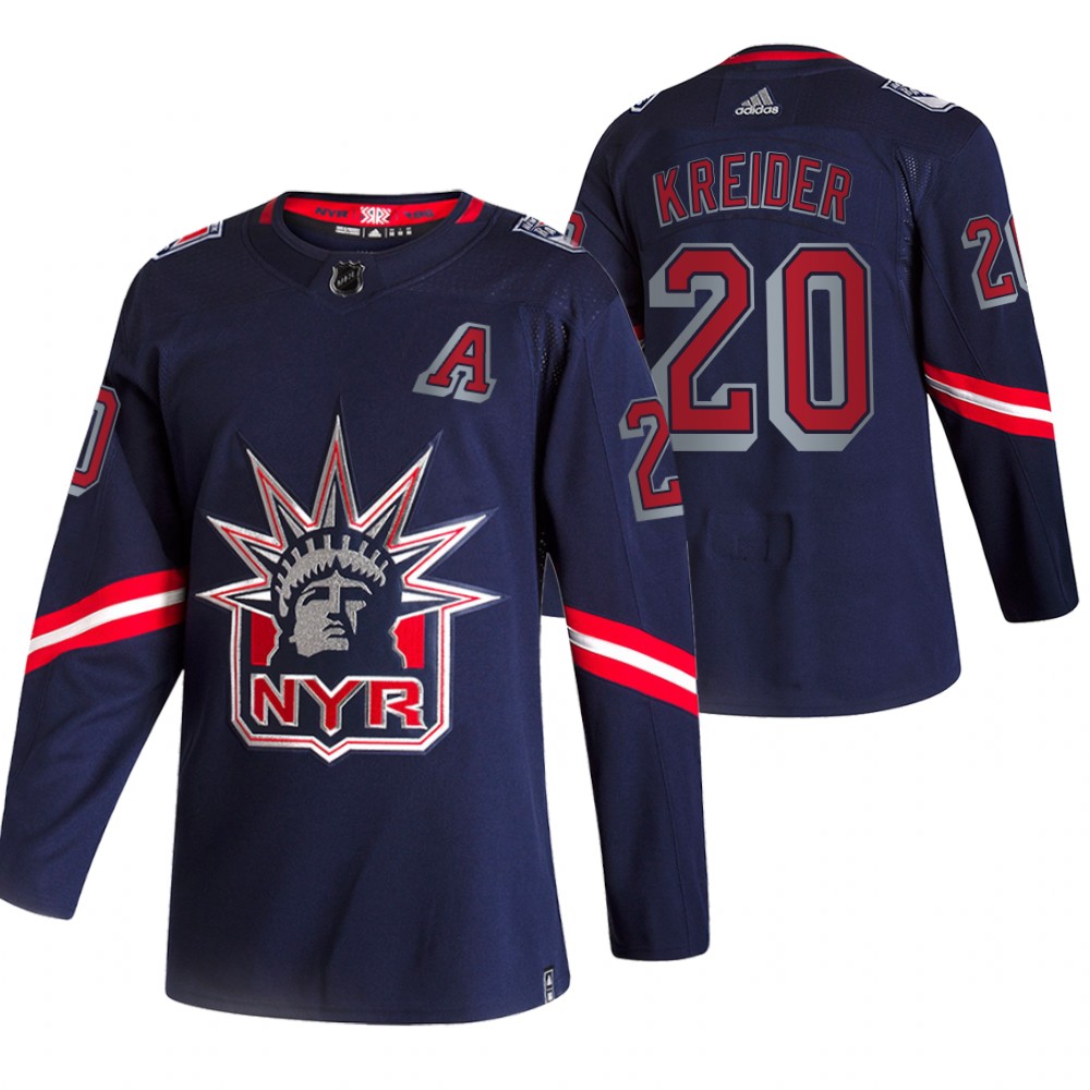 2021 Adidias New York Rangers 20 Chris Kreider Navy Men Reverse Retro Alternate NHL Jersey